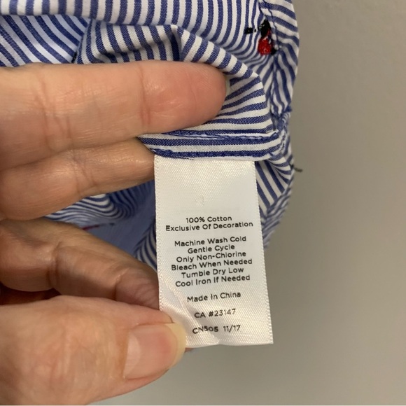 Talbots blue and‎ white striped popover ladybug tunic blouse. Size L - Picture 5 of 9